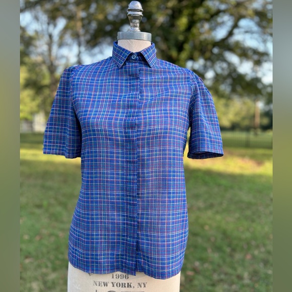 Shapely Vintage Blouse Button Up Top with Ascot Scarf Neck Tie 70s 80s - Picture 4 of 4